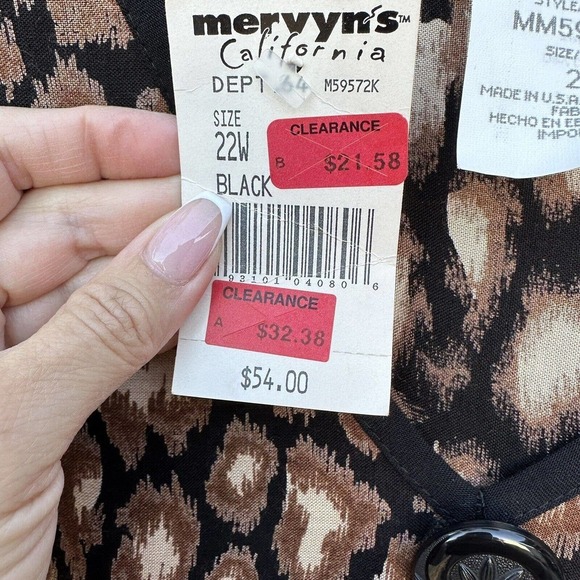 NWT Vtg More Jazz abstract print Midi baby doll Dress bead & shoulder pads sz 22 - Picture 10 of 12